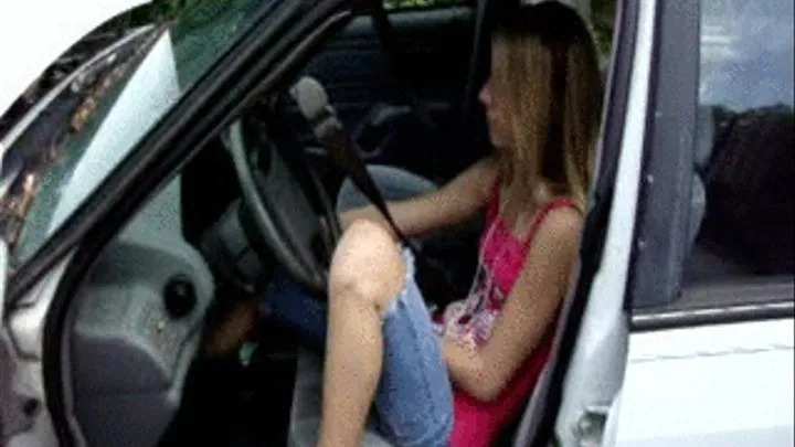 Lexi Cranking the Car Cute High Heels with Wooden Heel