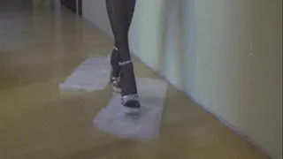 Designed metal heels crushed bubble wrapp.