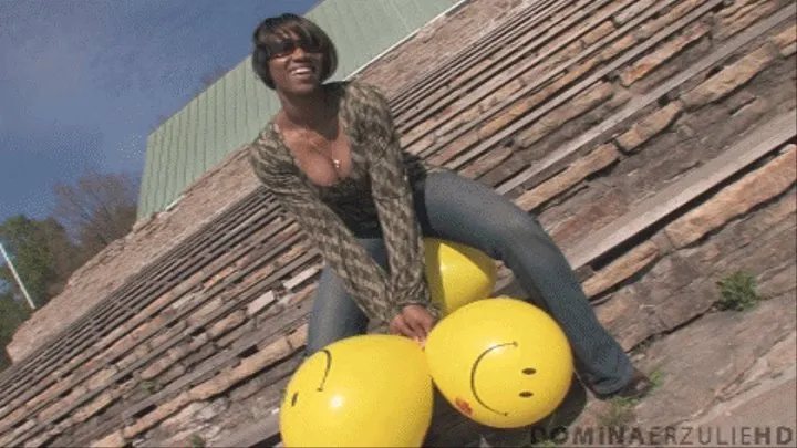 Popping smiley balloons in old stands