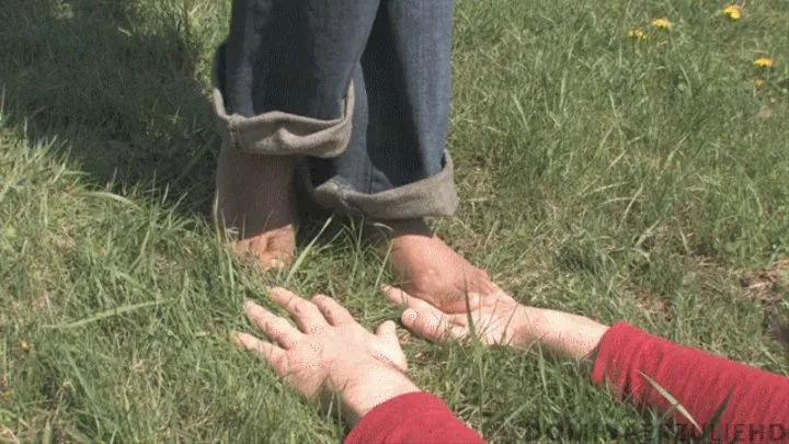 Hands crushing with bare feet (WMV )