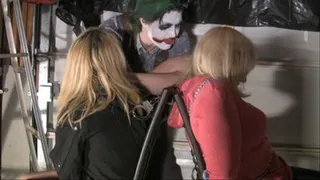 Joker's Vacation fun: The Joker kidnaps, ties up and spanks his female hostages