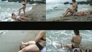 Mistress Sits On Slave's Stomach While On The Shore! - Full version (Faster Download - )