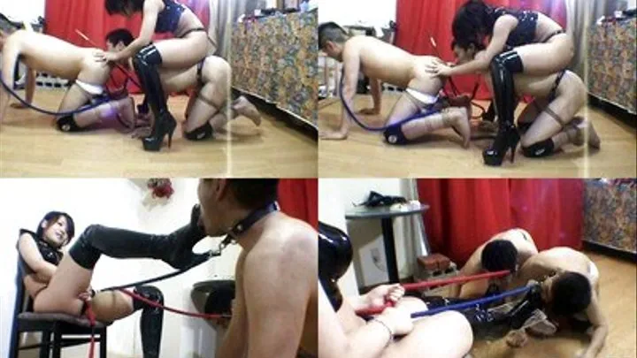 Dangled Prick Gives BlowJob! Mistress Turns Her Slaves Gay! - Part 1 ( - AVI Format)