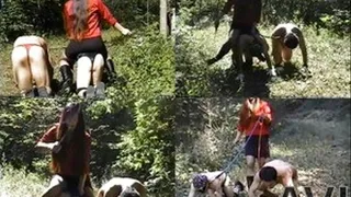 Shoulder Riding In The Woods With The PonyBoys! Outdoor FEMDOM Action!- Part 2 (Faster Download - )