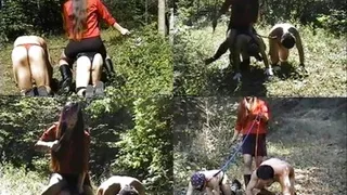 Shoulder Riding In The Woods With The PonyBoys! Outdoor FEMDOM Action! - Part 2 ( - AVI Format)