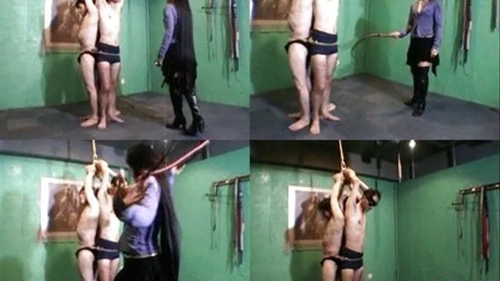 Three Men Got Their Hands Tied Up As Domina Beats Them Up Through Nonstop Caning - Full version ( - AVI Format)