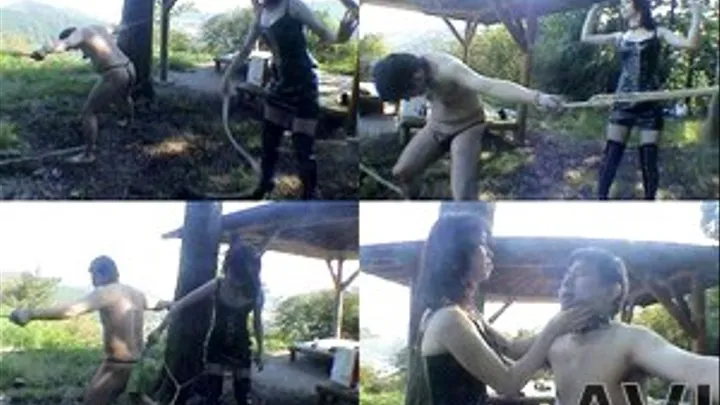 Collared Slave In The Woods With Hands And Feet Tied For Nonstop Caning - Part 1 (Faster Download - )