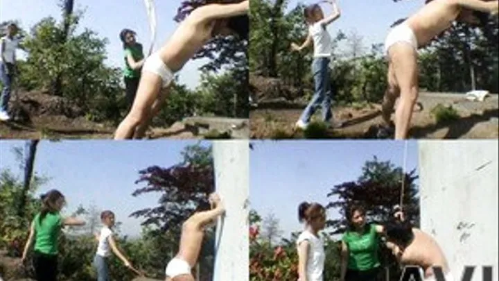 Feeble Man Subjects To Non-Stop Flogging by Sadistic Sisters Outdoors - Full version (Faster Download - )