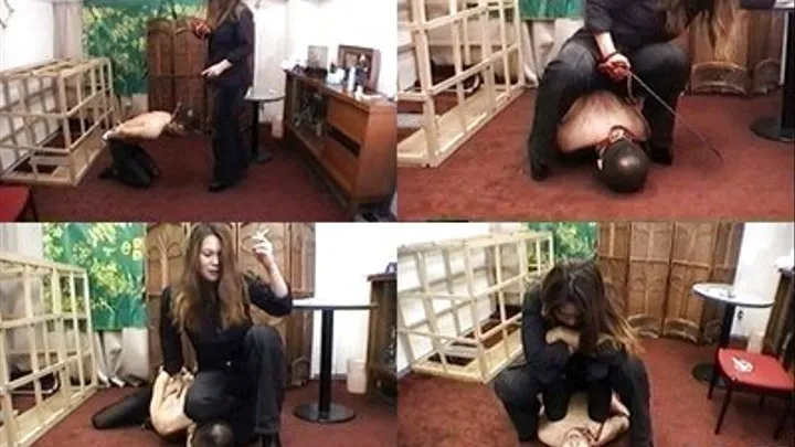 Feeble Man Becomes Human Furniture For Chubby Mistress' Relaxation - Full version ( - AVI Format)