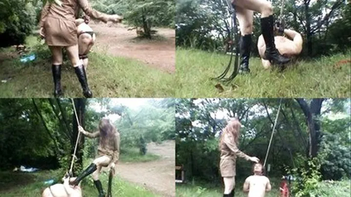 Slashing And Humiliation In The Woods! Weak Slave Suffering On His Knees - Full version ( - AVI Format)