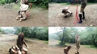 Whipping On The Mud! Lagging Ponyboy Endures Outdoor Punishment - Full version ( - AVI Format)