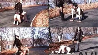 Outdoor Humiliation! Poor Slave Walks On His Knees Up The Mountain - Full version (Faster Download - )
