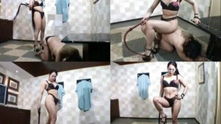 Domina Sits And Whips Her Slave's Back For Punishment