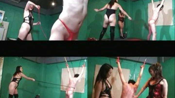 Two Dominas Alternate In Giving Tied Up Slave Relentless Caning