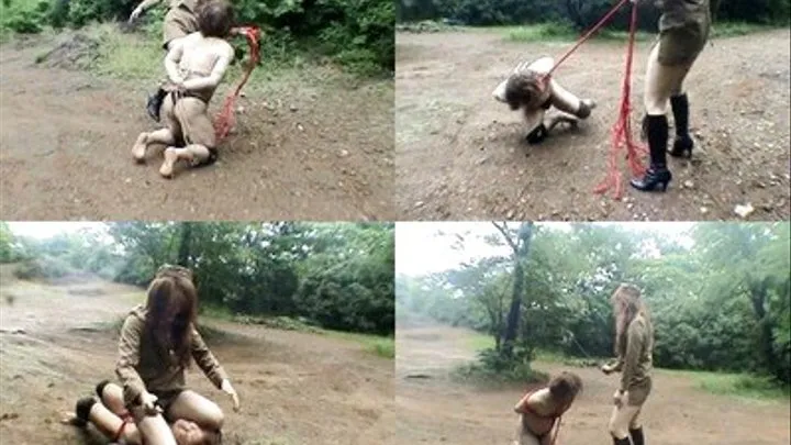 Whipping On The Mud! Lagging Ponyboy Endures Outdoor Punishment - Full version