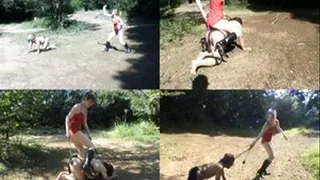 Vicious Vixen Rides Ponyboy Up The Hill! Caned For Weakness