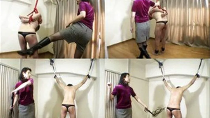 Tied Skinny Cheating Husband Kicked & Whipped By Giant Wife! - Part 2 (Faster Download)