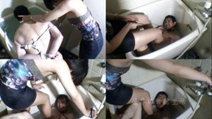 Mistress Bathes Stinking Slave With Her Foot!