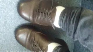 Candid sweaty white socks on bus