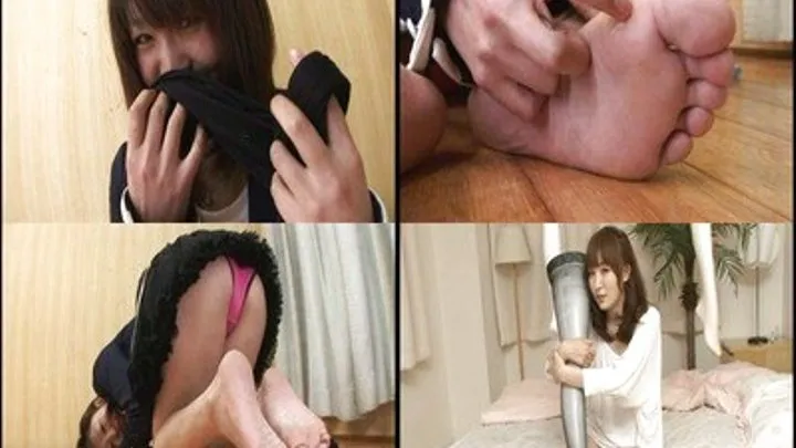 Lady lies on the bed as man plays her pussy inside her pantyhose - Full version