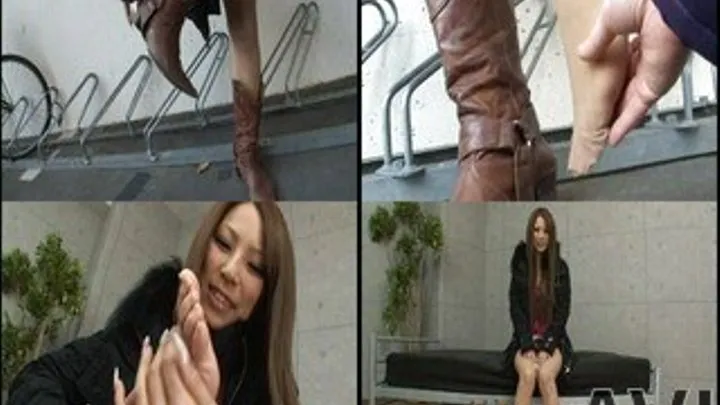 Lady checks on her feet after wearing booties all day - Part 1 (Faster Download)