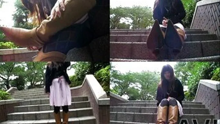 Oriental Chic Slips Off Her Ankle High Boots Outdoors! - Part 1 (Faster Download - ))