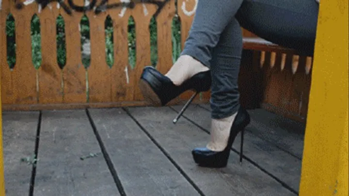 Dangling in platform shoes.