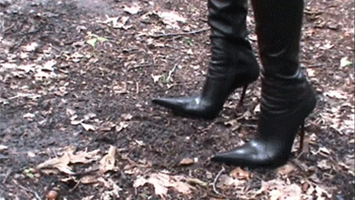 Designer boots in the forest