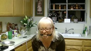 Lily Gagged and Masturbating After Figging and Self Spanking in the Kitchen