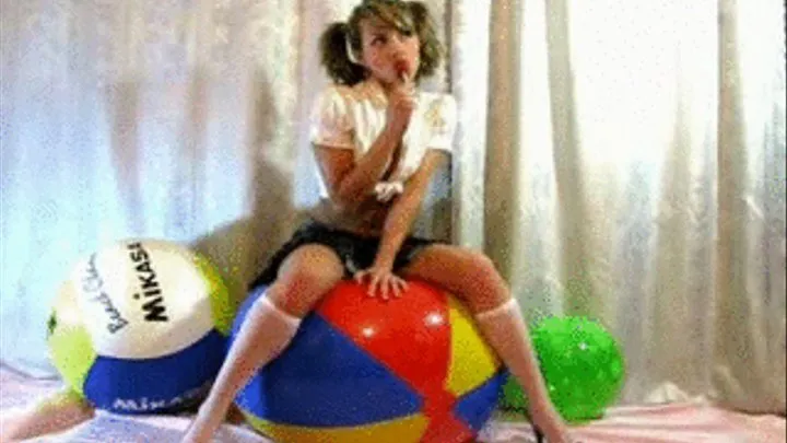 Sexy Schoolgirl Beachball Striptease