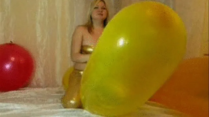 Christina rides and plays with big balloons -LQ