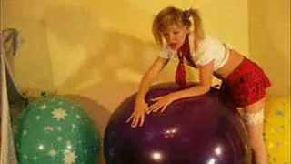 Schoolgirl Alina rides big ballons -LQ