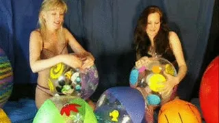 Alina + Jackie deflating beachballs