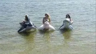 3 Girls deflating their pooltoys