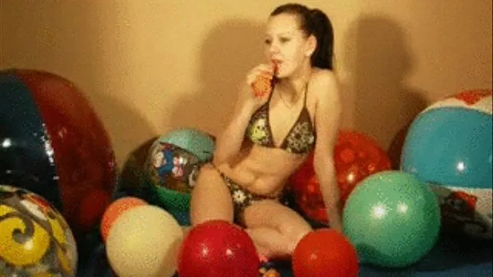 Jackie poping balloons with cigarette