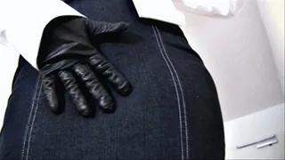 walk in hobbleskirt and leather gloves