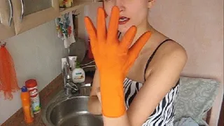 MEDICAL MASK, RUBBER THE GLOVE-CLEANING ON KITCHEN