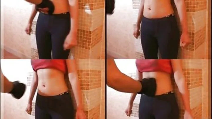 Lady stood against the wall as she receives hard punches on her stomach - Part 2 ( - AVI Format)