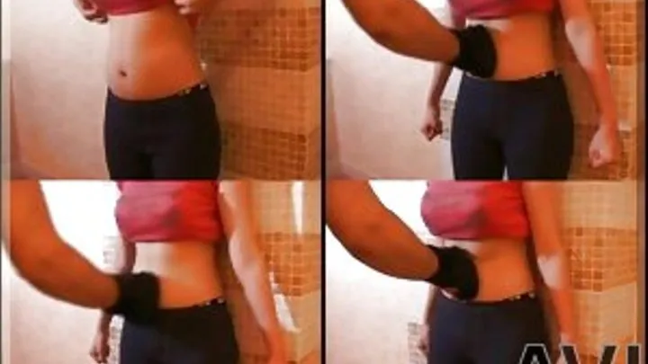 Lady stood against the wall as she receives hard punches on her stomach - Part 1 (Faster Download - )