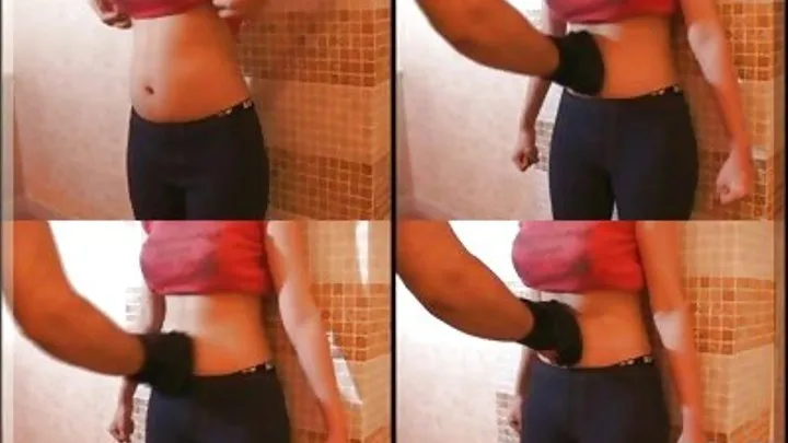 Lady stood against the wall as she receives hard punches on her stomach - Part 1 ( - AVI Format)