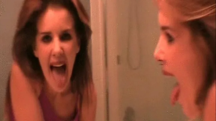 Brandi examines the inside of her mouth in the mirror, and yawns several times *** ***