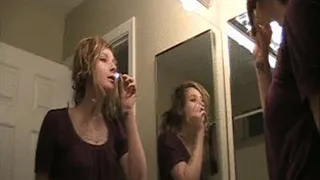 Desi and Eris sneeze together all over the mirror and blow their noses