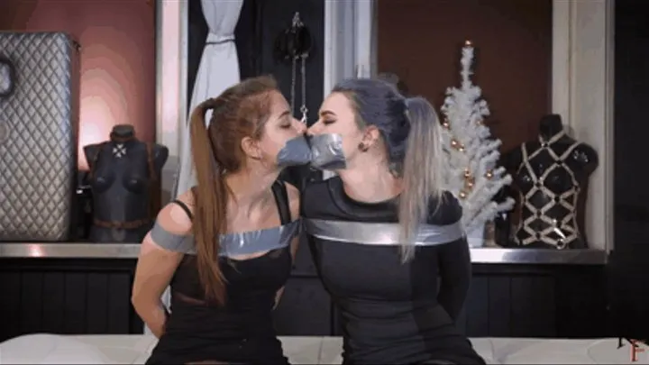 Two beauties Leya and Astrid have fun - Tape bondage mix Part 1