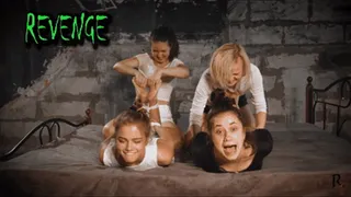 Quadruple tickle madness. Revenge: Vila and Dana torment Leya and Tonya