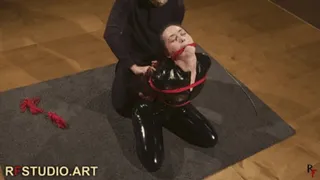 Minseo in a Catsuit - First Bondage Experience Part 1 - Hogtie, BoxTie, Blindfold, Nose Hook