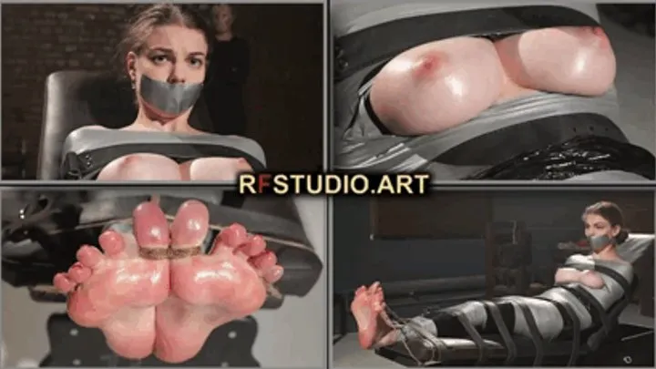 Foxy in Tight Mummification with Exposed Breasts - Intense Bare Feet Tickling