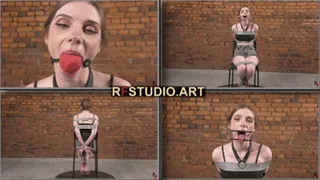 Meloxy - Tape bondage on a chair and gag test for a gorgeous lady