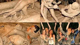 Two Dozen Babes Cheer On The Mud Fight