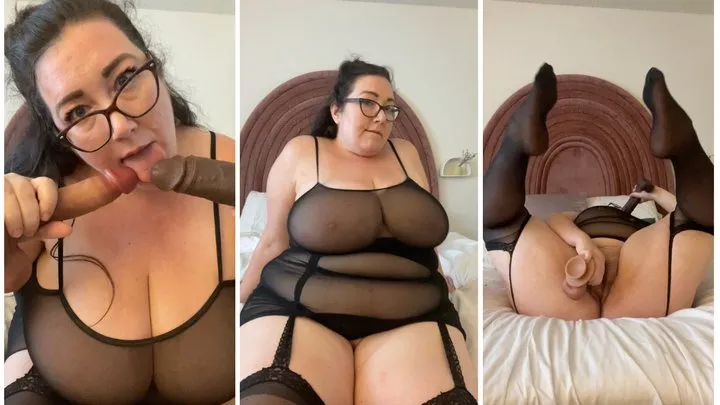 BBW Cutejayne Sucks & Fucks Realistic Dildos In Sheer Dress