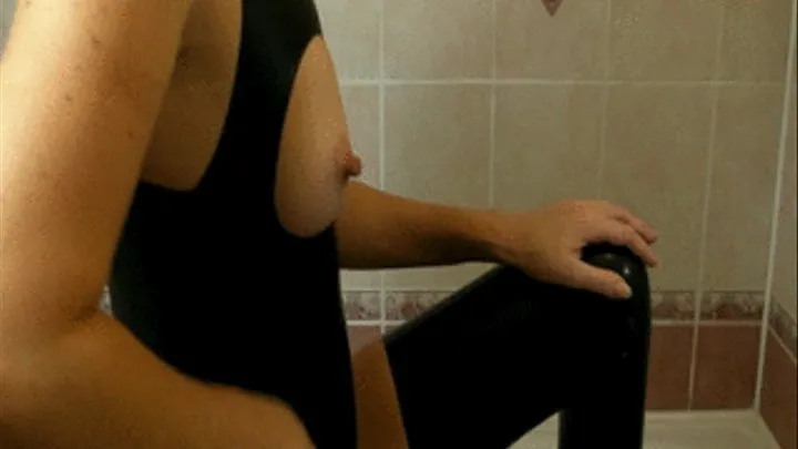 In black Latex in shower and bathtub